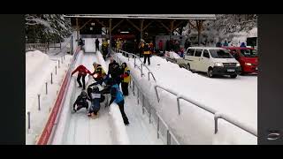 Team Austria’s Katrin Beierl crashes in turn 15 at the 2024 Lillehammer Bobsled World Cup