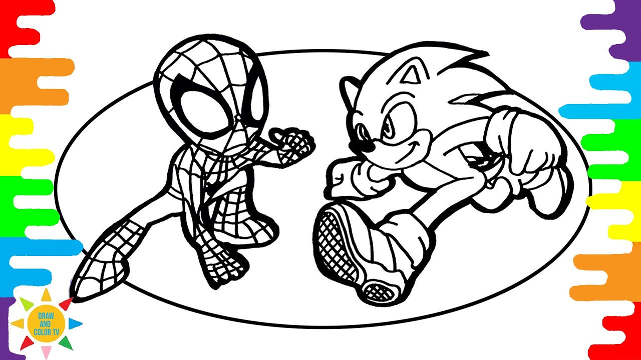 Desenho do sonic-aranha para colorir in 2023  Spiderman coloring, Coloring  books, Cartoon coloring pages