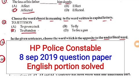 HP Police constable question paper solved