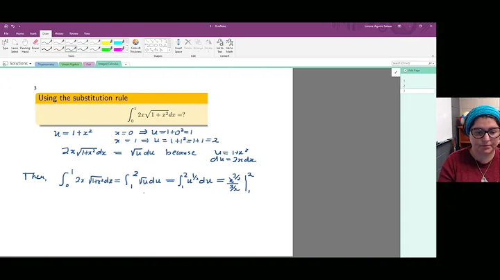 Example substitution definite integral with a square root