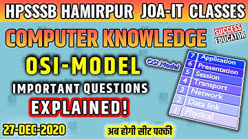 HPSSC Junior Office Assistant (JOA-IT) Preparation 2020 | Computer Awareness- (OSI-MODEL QUESTIONS)