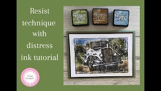 Resist technique with Distress ink