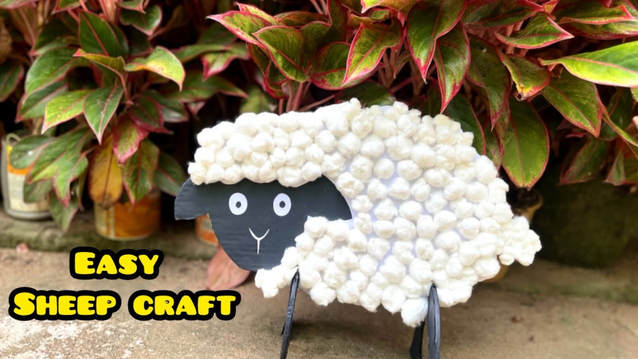 HOW TO MAKE COTTON BALL SHEEP / EASY  SHEEP CRAFT /EDUCATIONALVIDEO