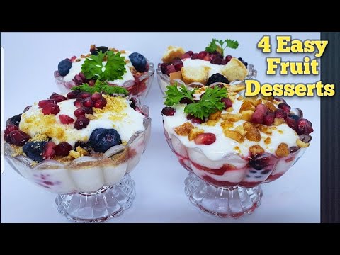 Easy Fruit Desserts/ Christmas Recipes / Yogurt fruit parfait - YouTube
