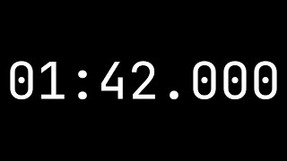 Countdown timer 1 minute, 42 seconds [01:42.000] - White on black with milliseconds