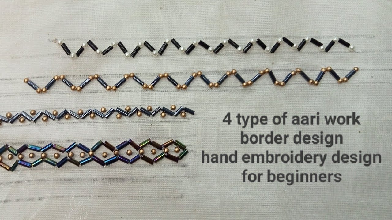 4 type of aari work border design with pipe and bead#aari work#for ...