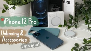 iPhone 12 Pro Unboxing (256GB, PacificBlue)._.Magsafe Charger, Accessories, iOS 14 Setup Tutorial