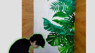 Painting Tropical Leaves Mural Comission in just 7 hours | Balay sa Isok | Marinduque