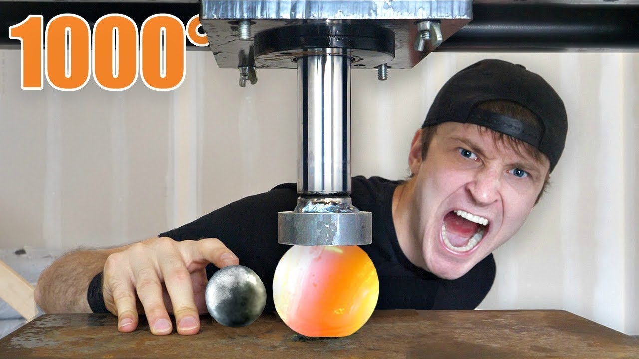 1000 DEGREE METAL BALL vs HYDRAULIC PRESS!! You Won't Believe What