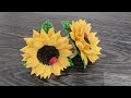 Подсолнухи из фоамирана. Резиночки для малышей. MC DIY foamiran sunflowers 1 mm.