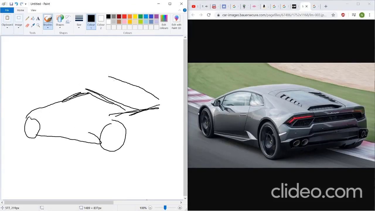 Drawing a Lamborghini for 1, 5 and 10 Minutes! - YouTube