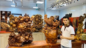 Đột Nhập Kho Tượng Gỗ Đẹp Lớn Nhất Miền Bắc, Các Tác Phẩm Tượng Gỗ Nu Hương Tại Đồ Gỗ Mạnh Sơn