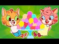 Cat Family Plays with Colorful Playdoh Rainbow Ice Cream - Kids Stories About Cat Family