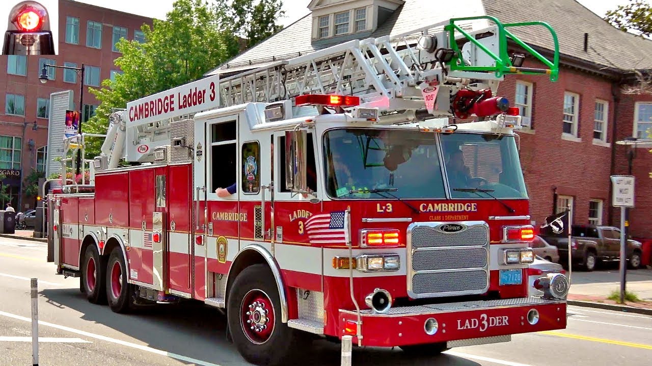 Cambridge Fire Department Engine 11 and Ladder 3 Responding LIghts and
