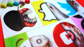 HORROR Artist Draws LOGOS in SCARY Styles 🍎 (Apple, Snapchat, FNAF + More!)