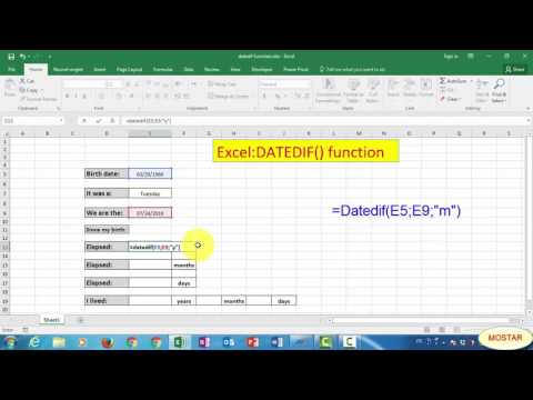 Excel: Datedif() function