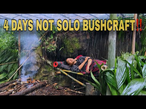 HEAVY RAIN HIT US FOR 4 DAYS‼️BEST 4 BUSHCRAFT CAMPING HEAVY RAIN WITH MY FRIEND