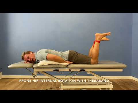 Prone Hip Internal Rotation with Theraband