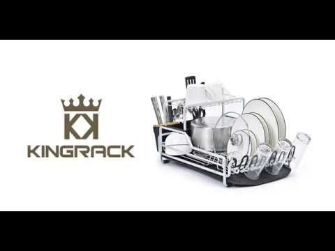 K Kingrack Extendable Dish Rack, Adjustable Dish Drying Rack-Black