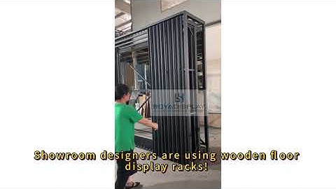 Pull-out rotating wooden floor display stand