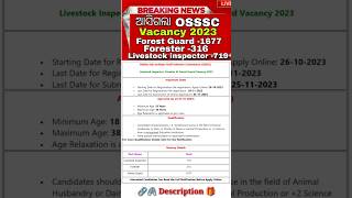 Osssc Stock Inspector Forester U0026 Forest Guard Recruitment 2023  Apply Online For 2712 Posts