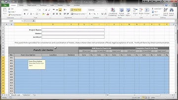 Excel 2010 Construction Punch List - Part V - Data Protection