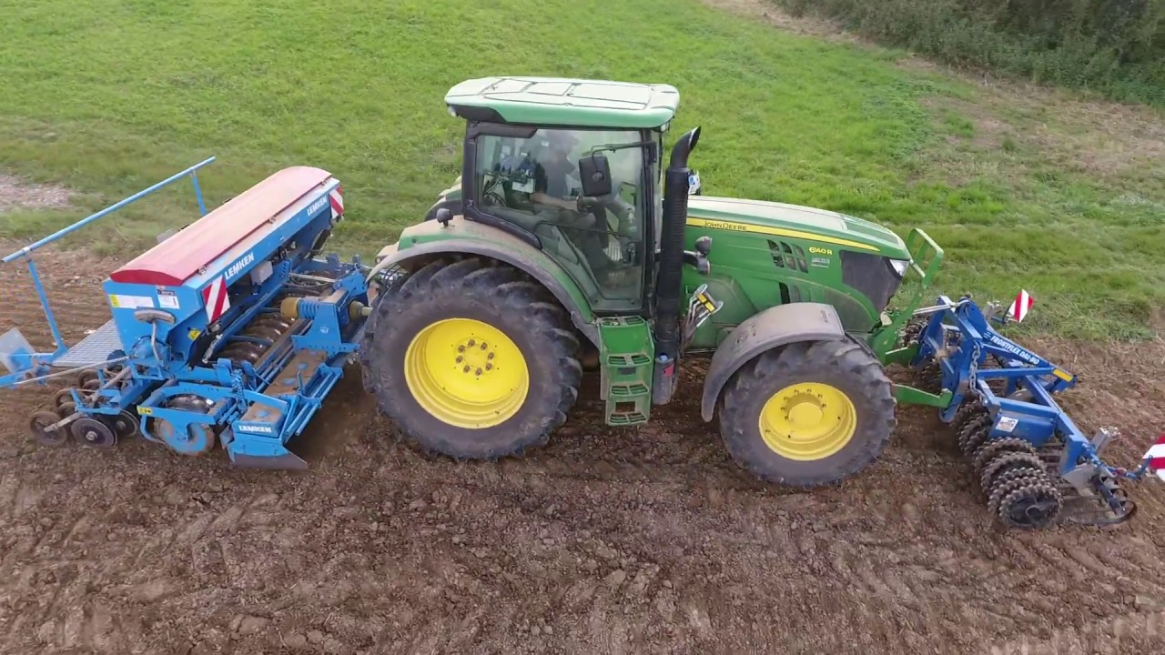 John Deere 640 R - Lemken Saphir 7 - Frontflex DAL-80 bei der Aussaat *HD*