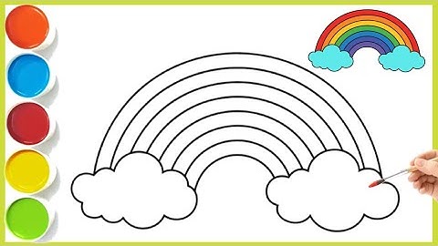 How to Draw a Rainbow and Clouds Easy With Colouring || Rainbow Drawing penting step by step drawing