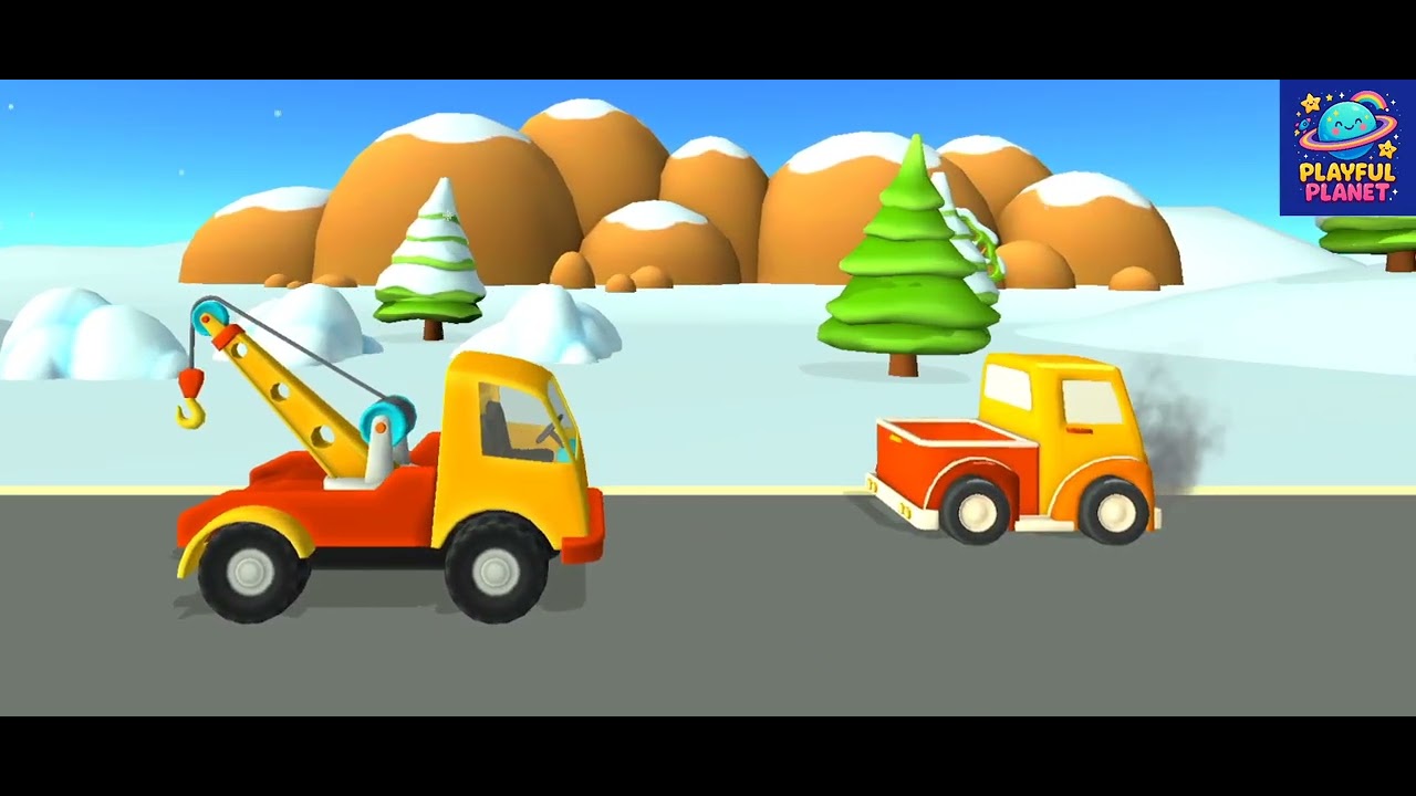 Construction vehicles doing their task. Truck cartoons 