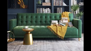 Linsy Modern New Design Living Room Furniture Gray Green Blue Velvet Folding Sofa Bed screenshot 2