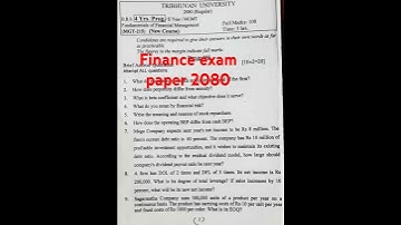 BBS 2nd year TU Fundamentals  Of Financial Management questions paper #finance questions paper 2080