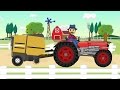 Farmer Farm Working and Rolling Straw - Colorful animated tractors for kids