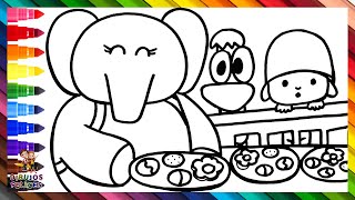 Dibuja y Colorea Al Bebé Pocoyó Y Al Bebé Pato Con Elly 🐘🍪🧁👶🍼🐣 Dibujos Para Niños