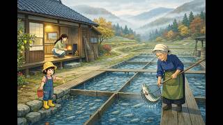 A cozy day harvesting fish from the farm and processing golden trout roe | Ghibli Lifestyle screenshot 5