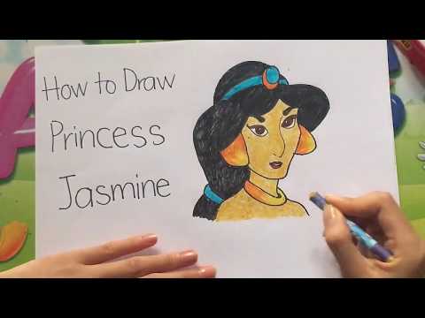 How to draw Princess Jasmine (Disney Character) for kids easy!!!