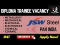 JSW Steel Diploma Apprentice Vacancy 2025 | Freshers Apply Now | Free Stay + Transport + Stipend!
