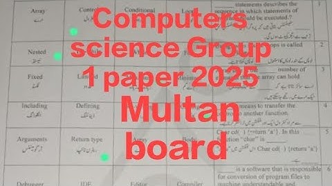 10th class Computer Group 1 MCQ 2025|Multan board paper 2025