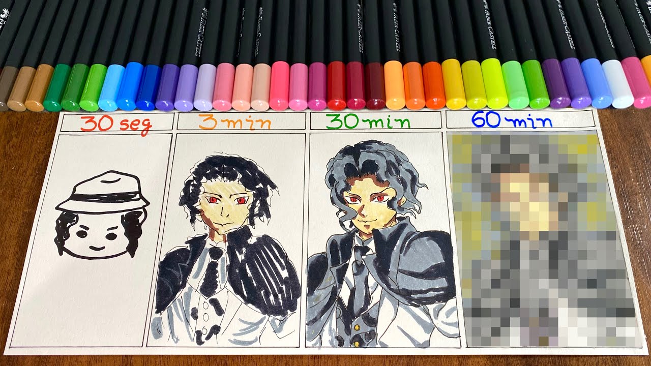 Desenhando o MESTRE MUZAN em 30 seg, 3 min, 30 min e 60 min.  | Demon Slayer | Lucas ArteVlog