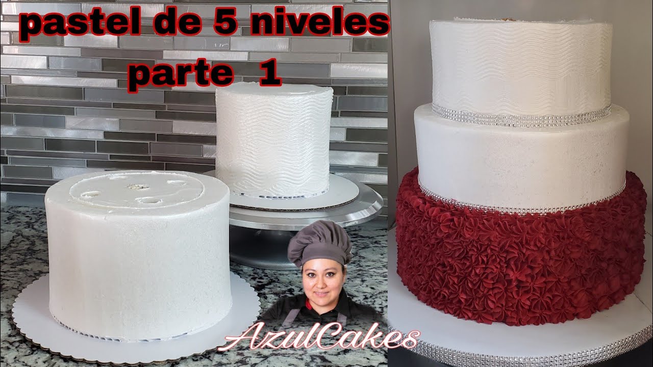 Pastel Quinceañera 5 niveles rojo vino En Vivo AzulCakes | pastel boda rojo vino