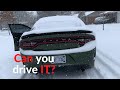 Driving my 485 HP RWD Charger ScatPack in Michigan Snow Storm!
