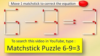 Matchstick Puzzle 6-9=3