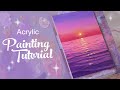 Acrylic Painting Tutorial - Purple Ocean Sunset (beginner to intermediate)