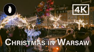 【4K】Świąteczne Iluminacje | Rynek Starego Miasta Warszawa 2020 | Klimatyczny Spacer | ASMR
