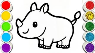 Colorful Rhinoceros Drawing, Painting, Coloring for Kids and Toddlers