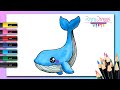 Cómo dibujar una BALLENA kawaii - ideas de dibujos Paso a paso