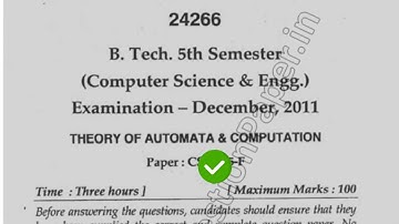 2011 Mdu BTech CSE 5th Sem Theory of Automata  Computational Question Paper
