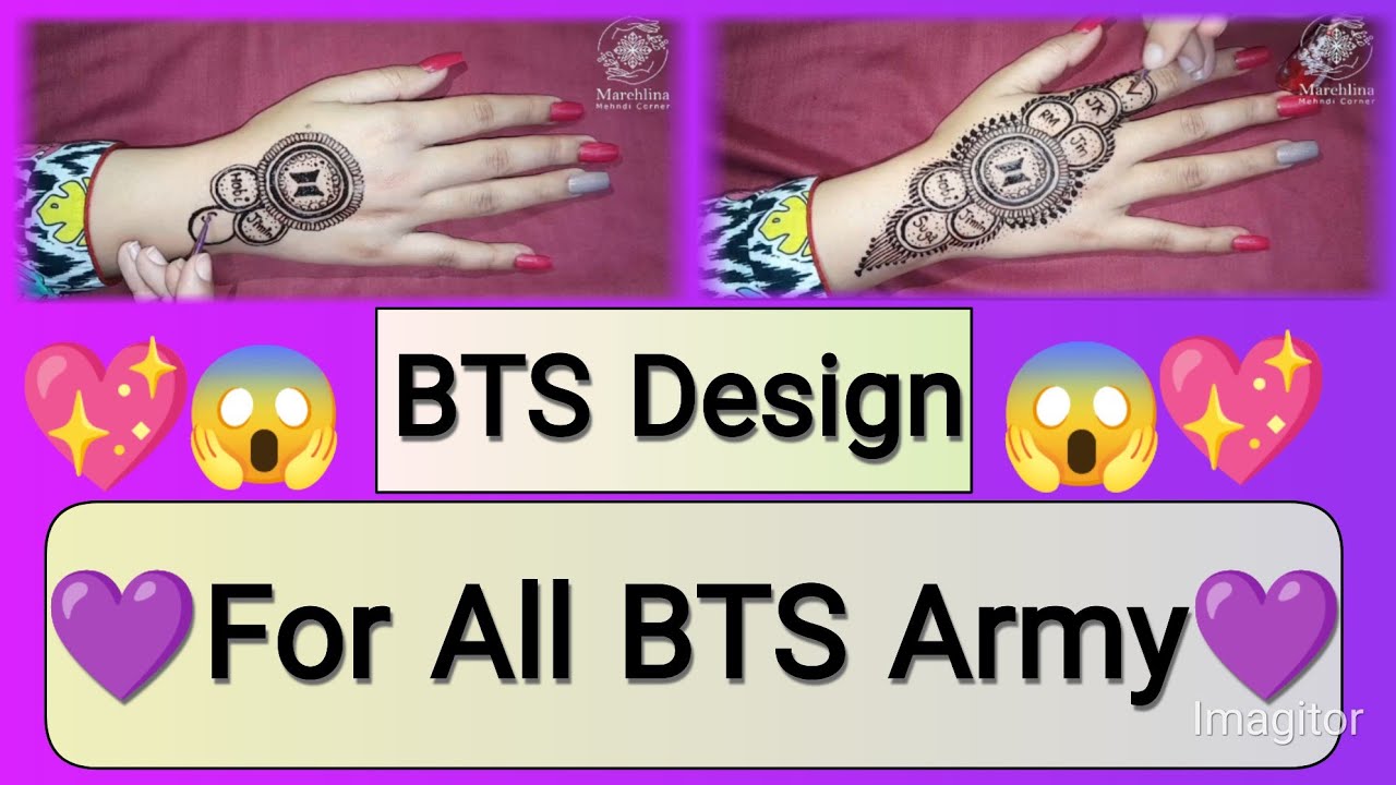 😱Viral BTS Mehndi Design😱💜 #1 ||For All BTS Army💖 ||BTS Henna Fever ...