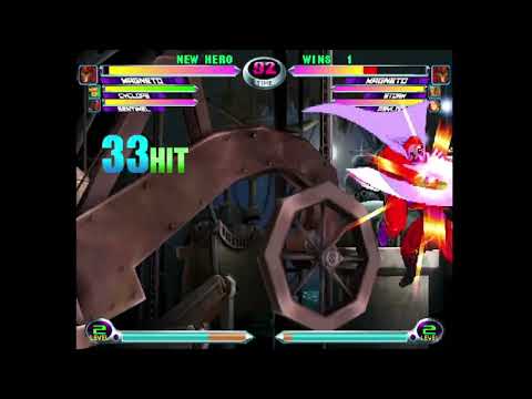 MvC2: SpiceDiamond - Magneto + Cyke AAA Rom Corner Carry to HGT x 2 95% Combo .:12.20.25:.