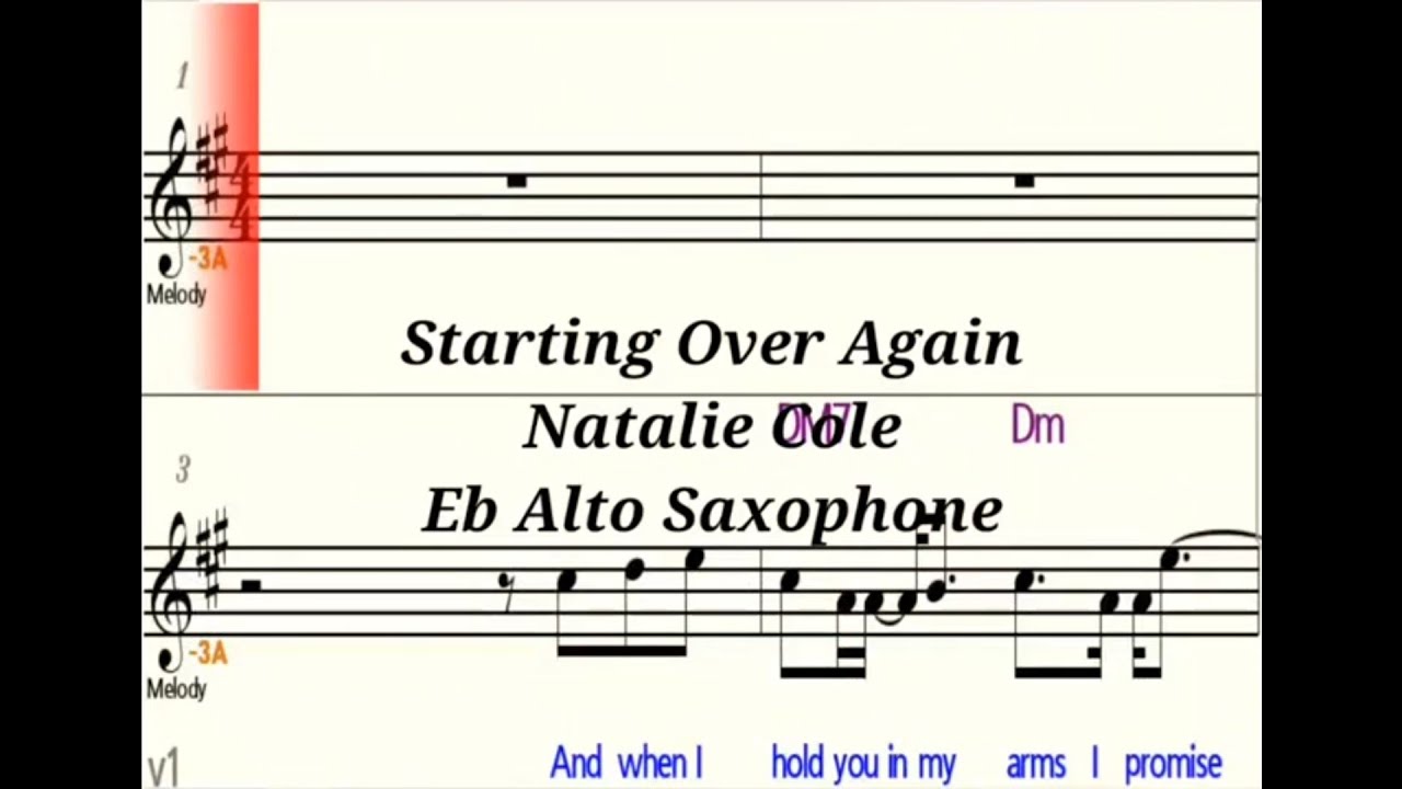 Starting Over Again - Eb Alto Saxophone - Play Along - Sheet Music - Backing Track