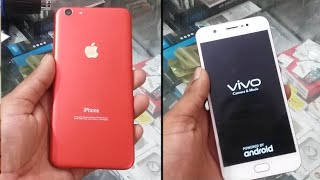 VIVO Y69 converted in iphone red with apple lamination Decorate wrap trick